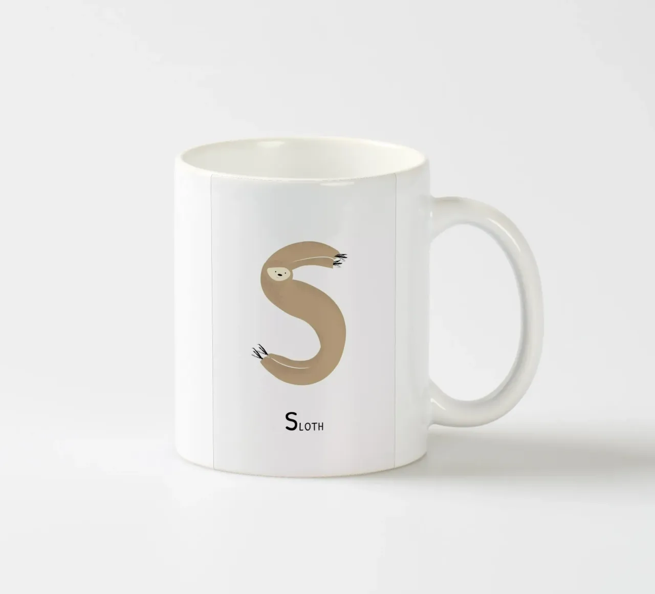 S for Sloth tazza in ceramica da Little Flourishes