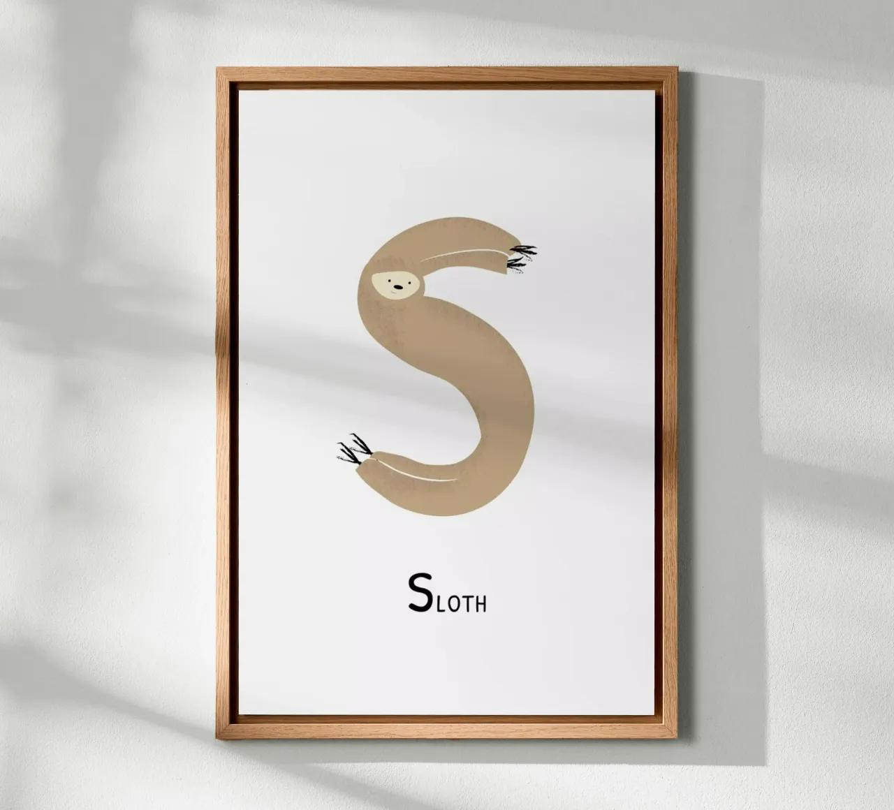 S for Sloth canvas by Little Flourishes