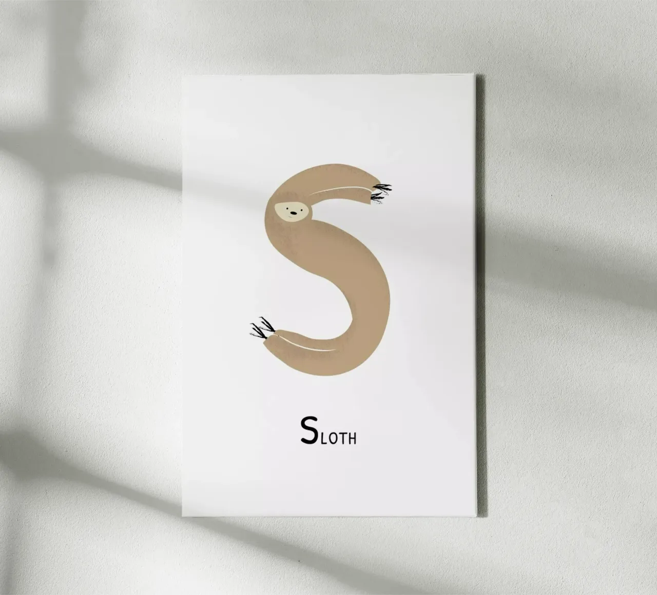 S for Sloth canvas by Little Flourishes