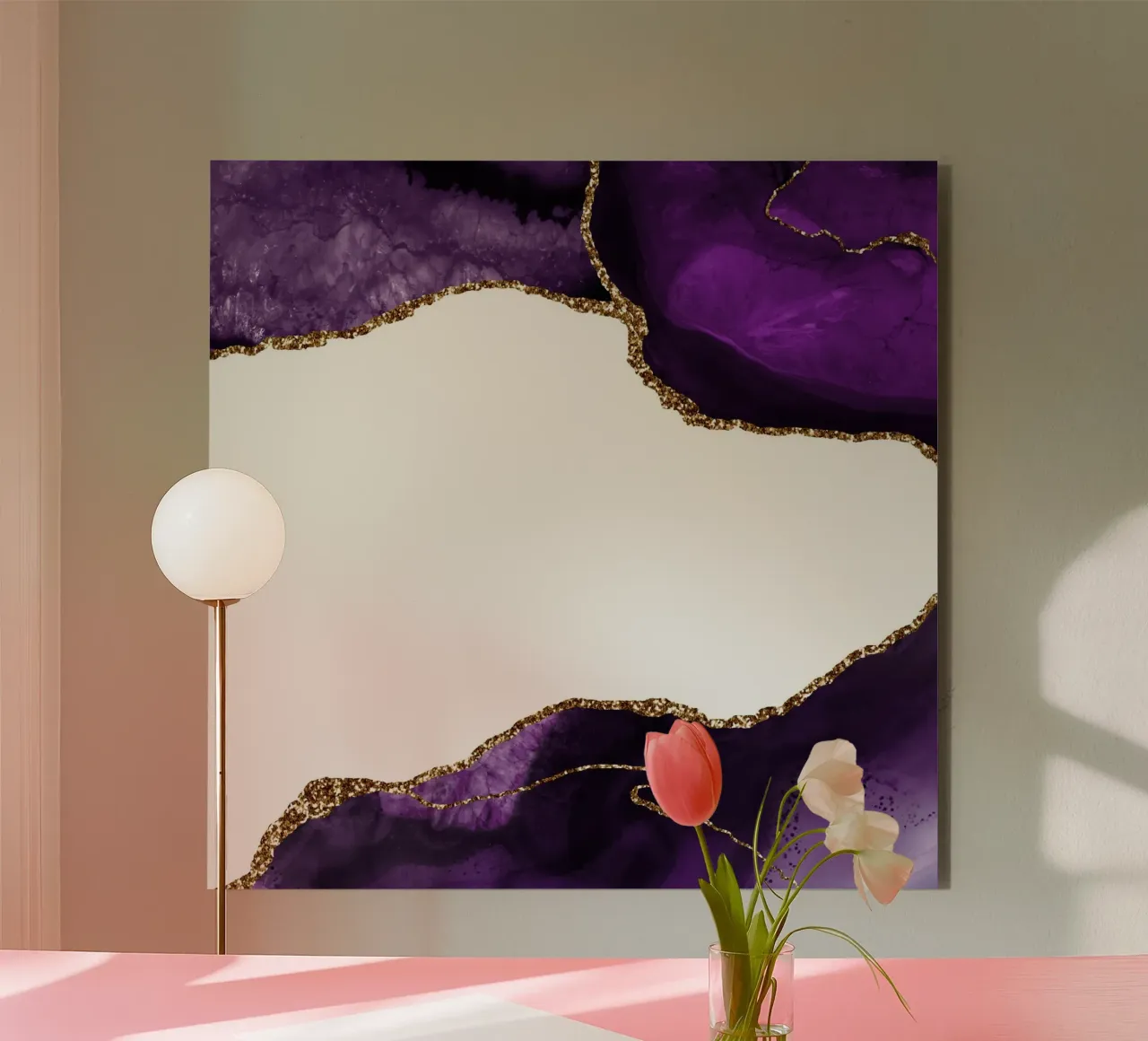 Agata viola e oro Texture 25 alluminio dibond da Gemstone Textures