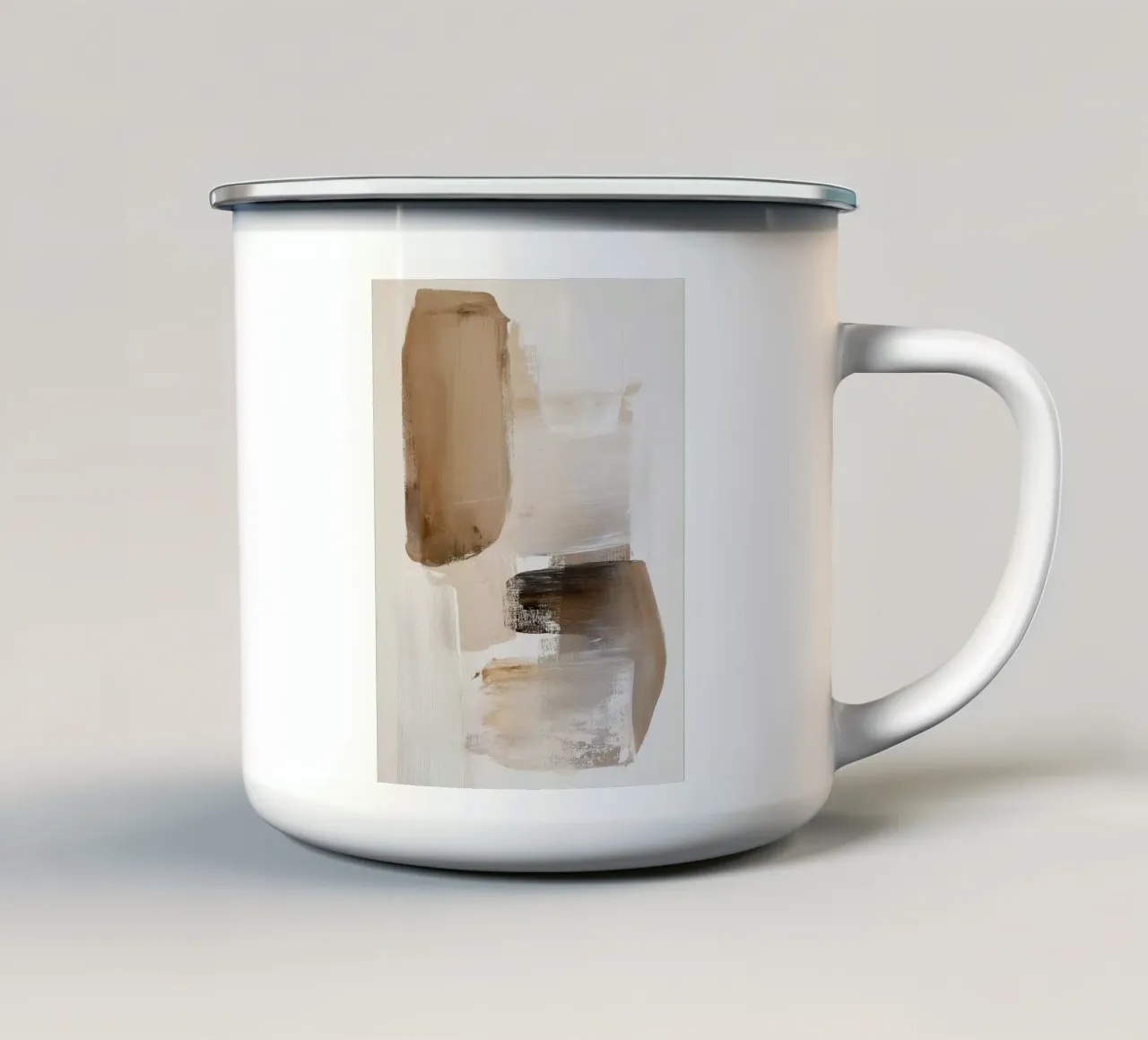Conception abstraite brune mug en émail de Carinaprint