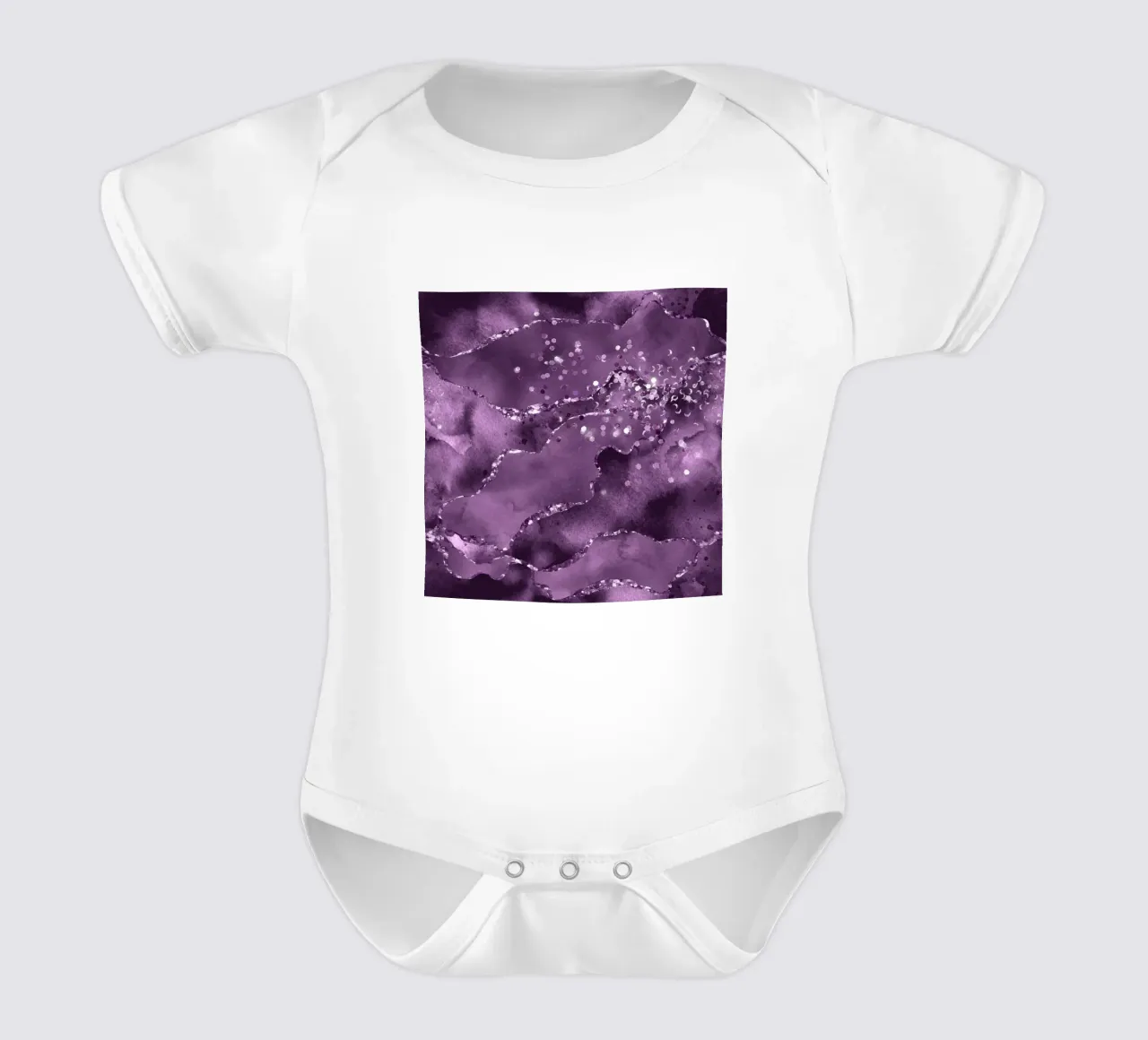Purple Starry Agate Texture 03 short-sleeve baby romper by Gemstone Textures