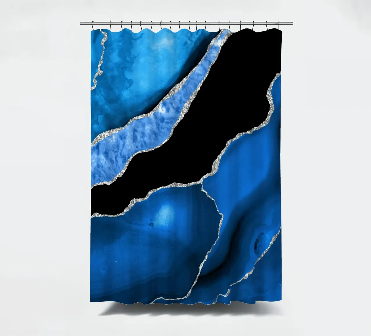Texture Agata blu reale e argento 01 tenda da doccia da Gemstone Textures