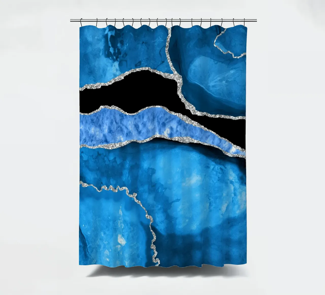 Texture Agata blu reale e argento 02 tenda da doccia da Gemstone Textures