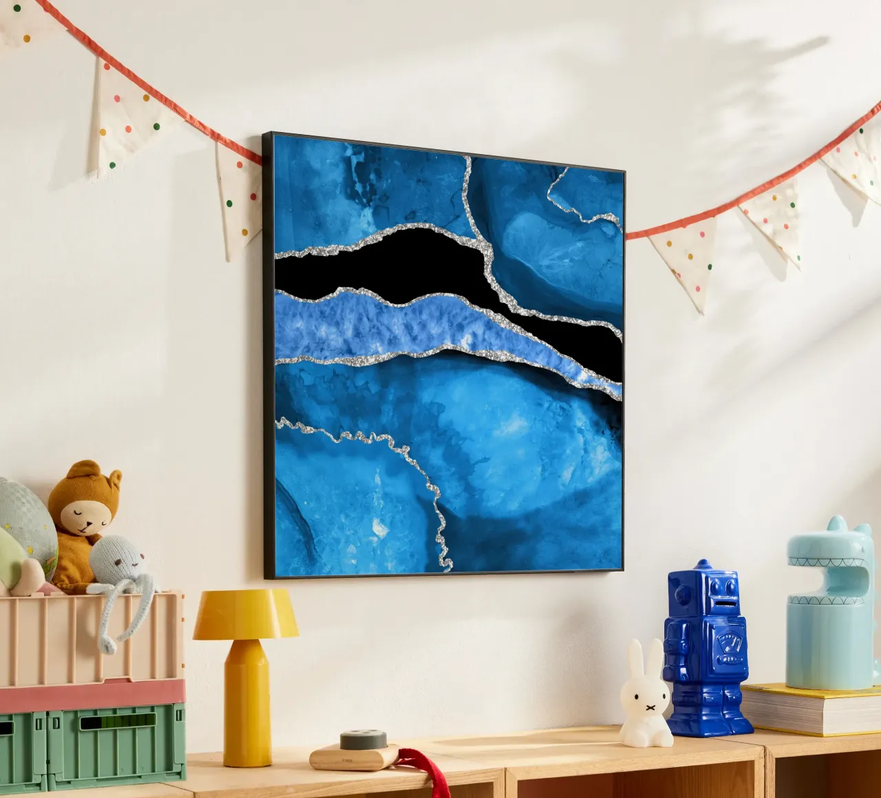 Texture Agata blu reale e argento 02 alluminio dibond da Gemstone Textures