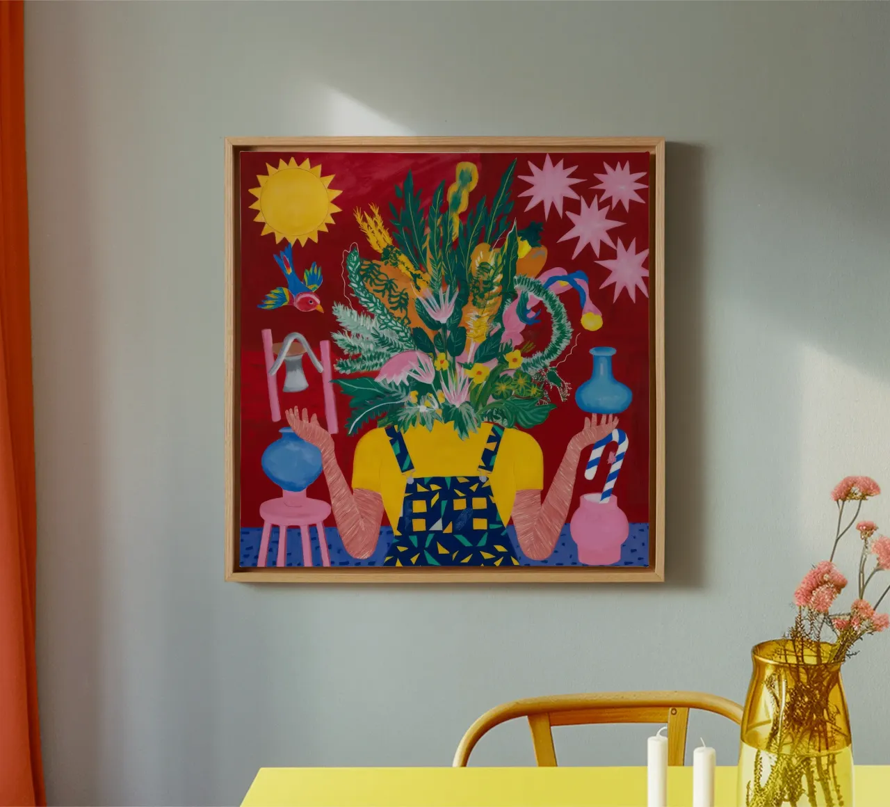 Bloemen explosie canvas met Baklijst van Lunar Templar