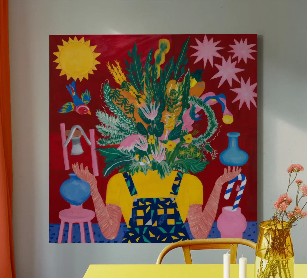 Bloemen explosie canvas met Baklijst van Lunar Templar