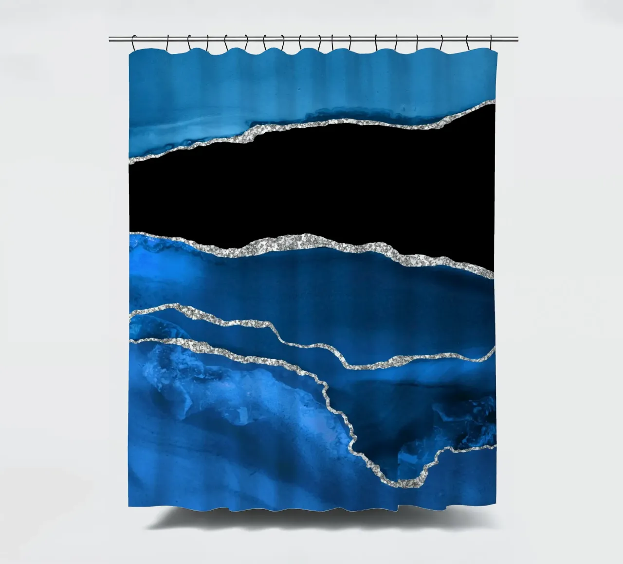 Texture agata blu reale e argento 03 tenda da doccia da Gemstone Textures