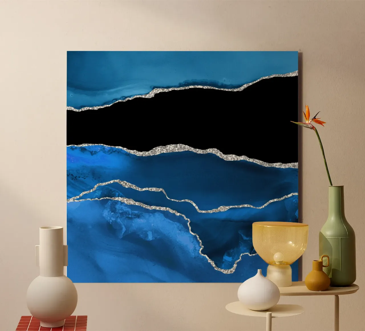 Texture agata blu reale e argento 03 pannello forex da Gemstone Textures