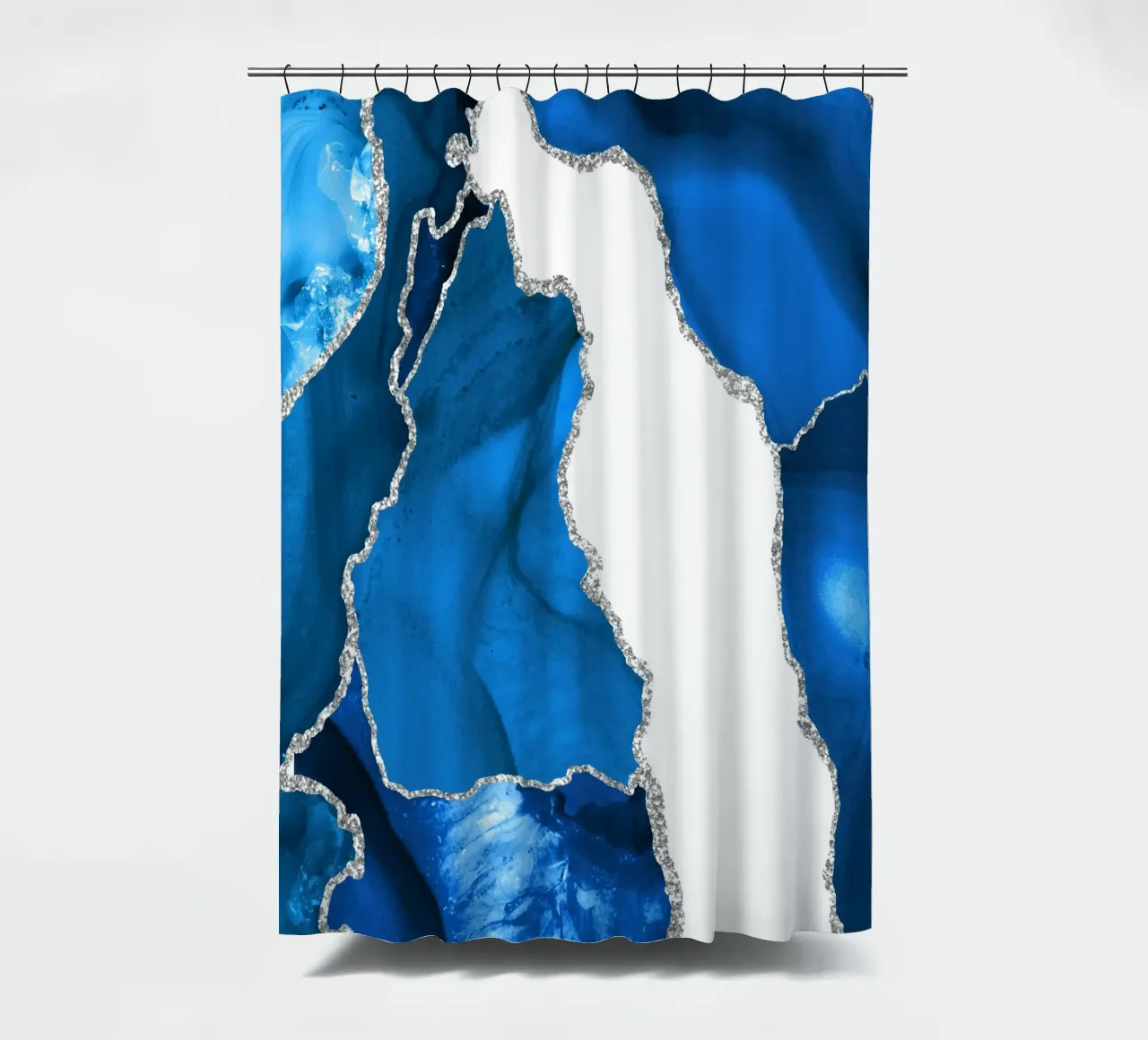 Texture agata blu reale e argento 05 tenda da doccia da Gemstone Textures