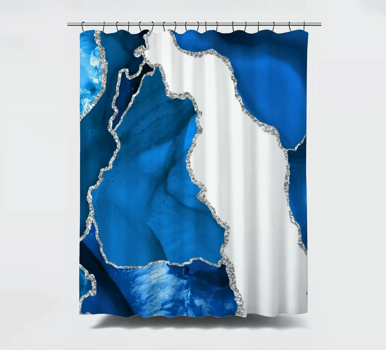 Texture agata blu reale e argento 05 tenda da doccia da Gemstone Textures