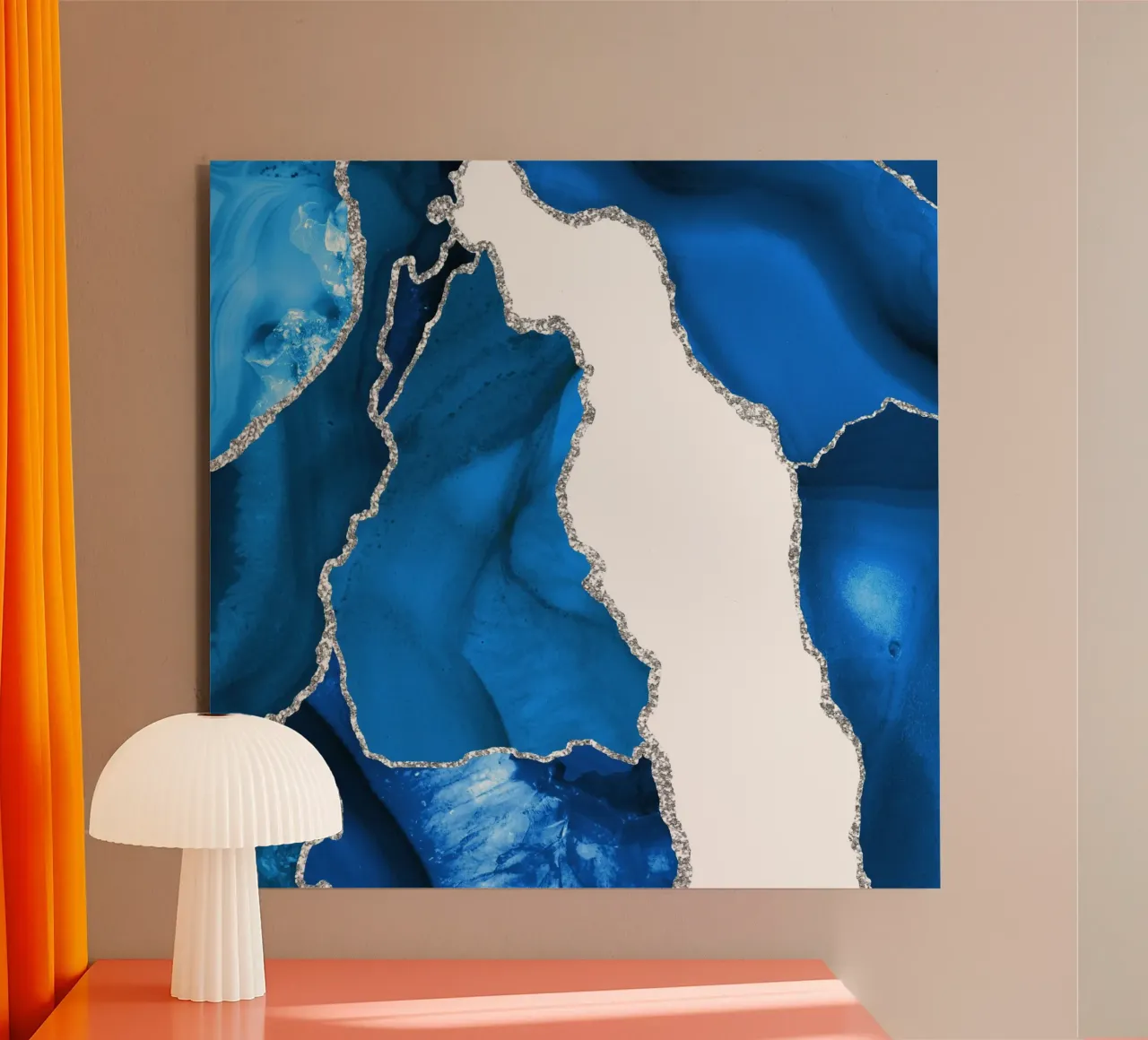 Texture agata blu reale e argento 05 alluminio dibond da Gemstone Textures