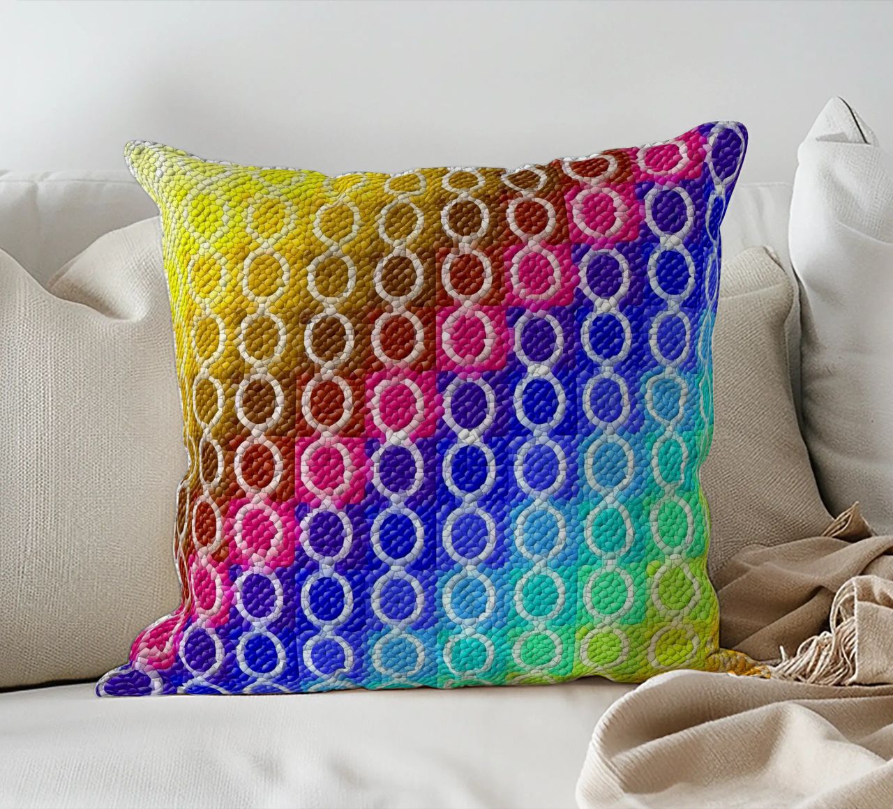 MOSAIK in rainbow colours - diagonal alignment decorative cushion by Gürsel Yesil Digital Art