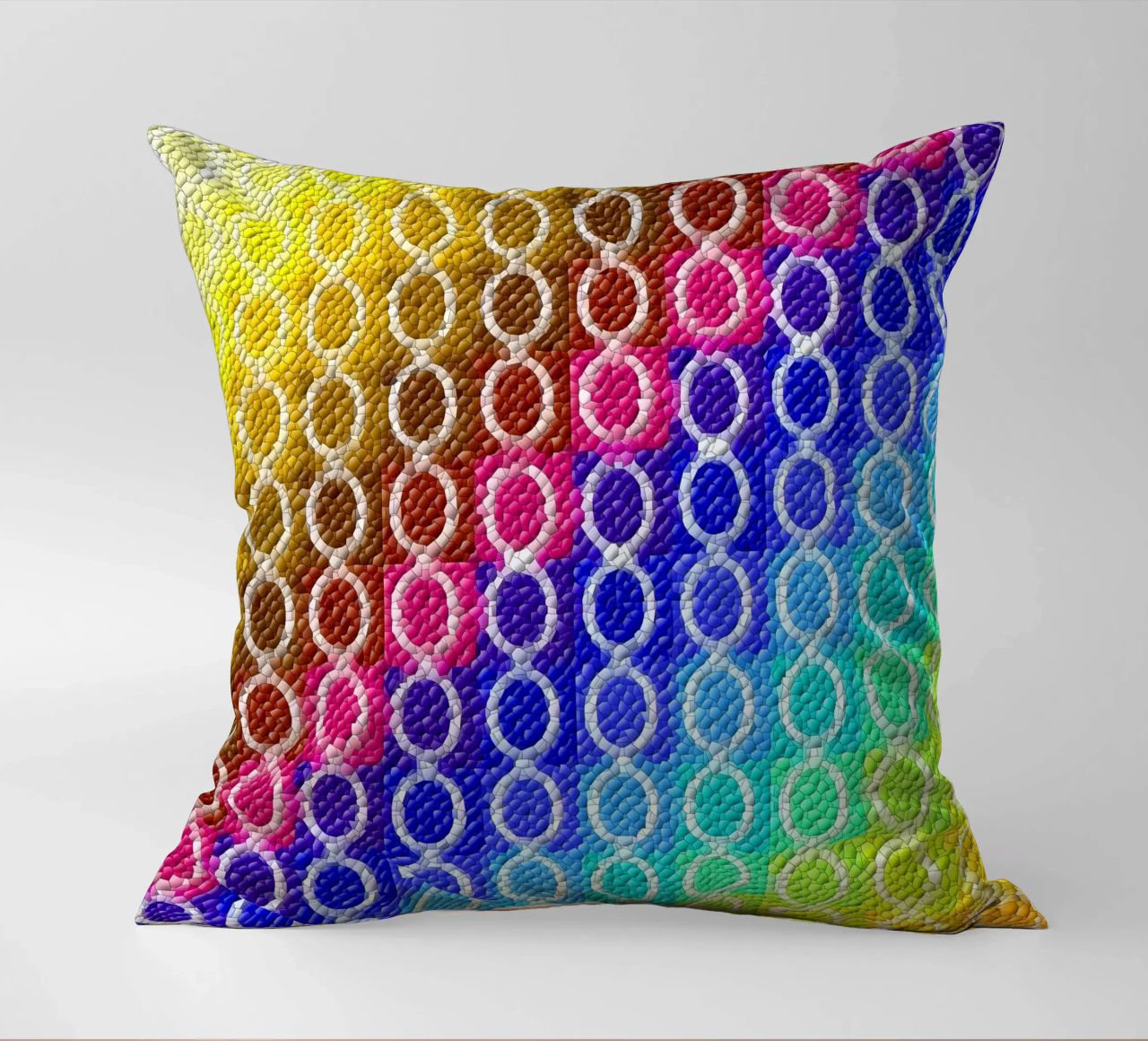 MOSAIK in rainbow colours - diagonal alignment decorative cushion by Gürsel Yesil Digital Art