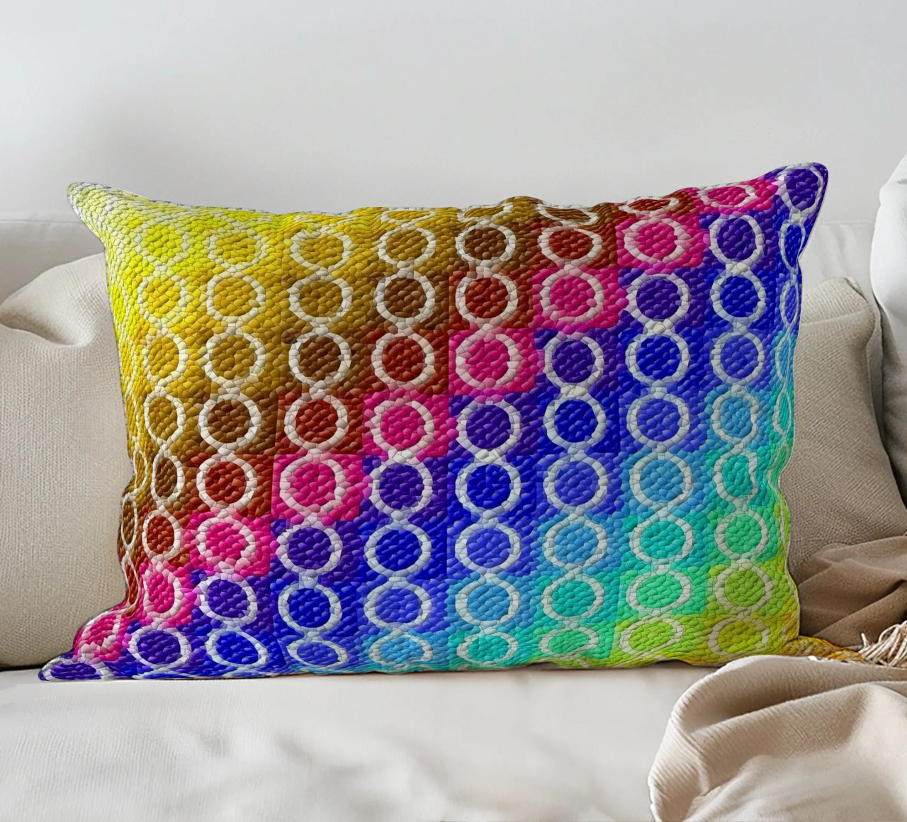 MOSAIK in rainbow colours - diagonal alignment decorative cushion by Gürsel Yesil Digital Art