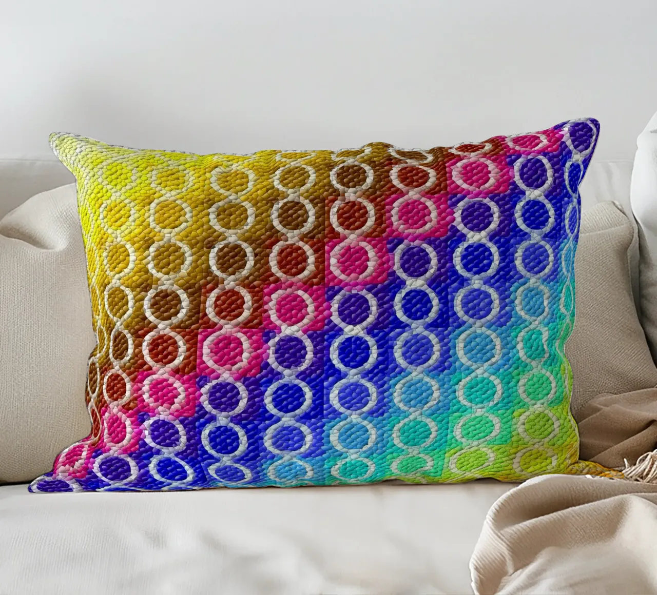 MOSAIK in rainbow colours - diagonal alignment decorative cushion by Gürsel Yesil Digital Art