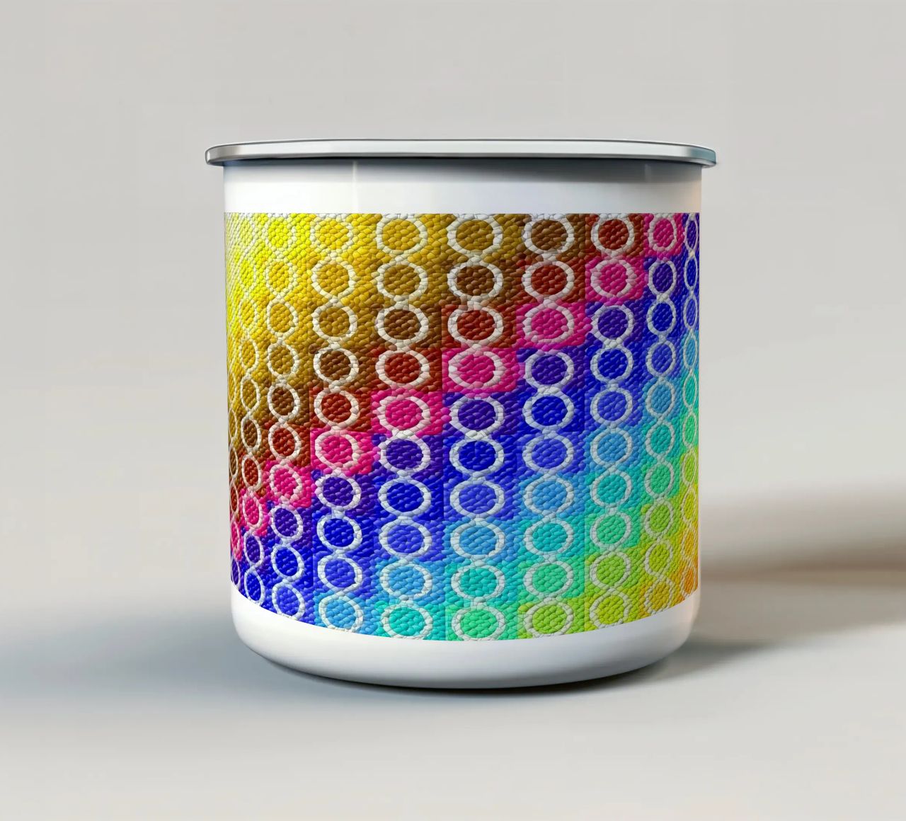 MOSAIK in rainbow colours - diagonal alignment enamel mug by Gürsel Yesil Digital Art