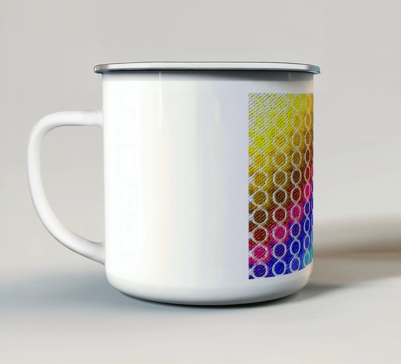 MOSAIK in rainbow colours - diagonal alignment enamel mug by Gürsel Yesil Digital Art
