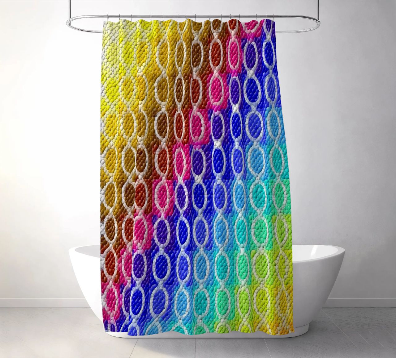 MOSAIK in rainbow colours - diagonal alignment shower curtain by Gürsel Yesil Digital Art