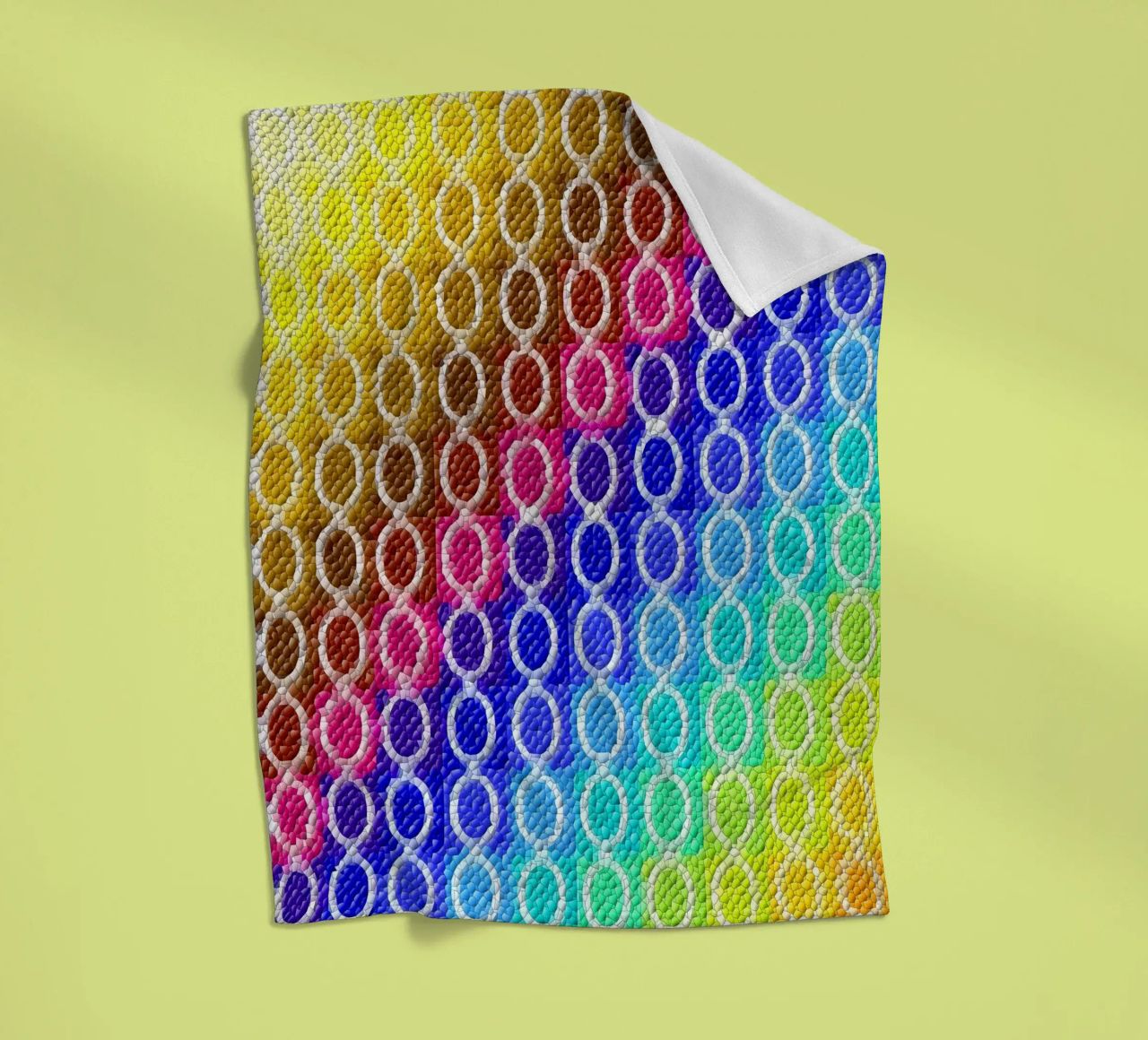 MOSAIK in rainbow colours - diagonal alignment fleece blanket by Gürsel Yesil Digital Art