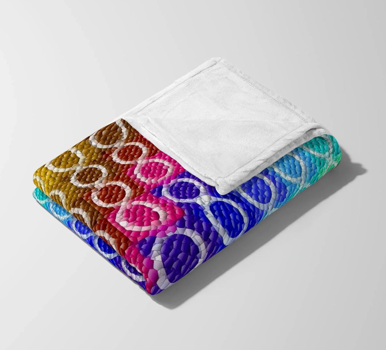 MOSAIK in rainbow colours - diagonal alignment fleece blanket by Gürsel Yesil Digital Art