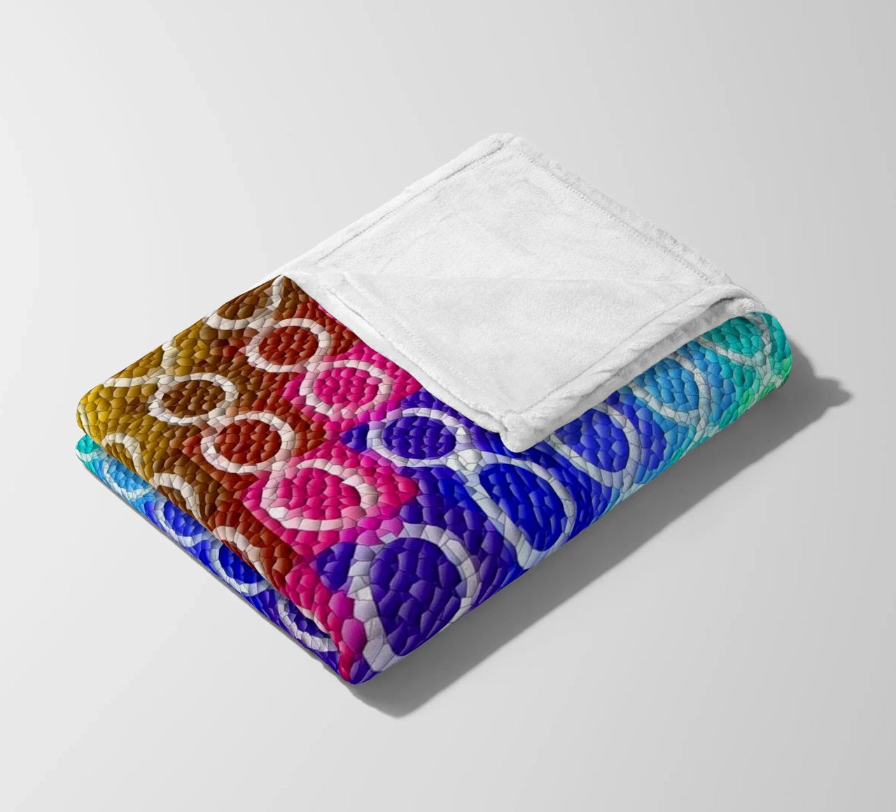 MOSAIK in rainbow colours - diagonal alignment fleece blanket by Gürsel Yesil Digital Art