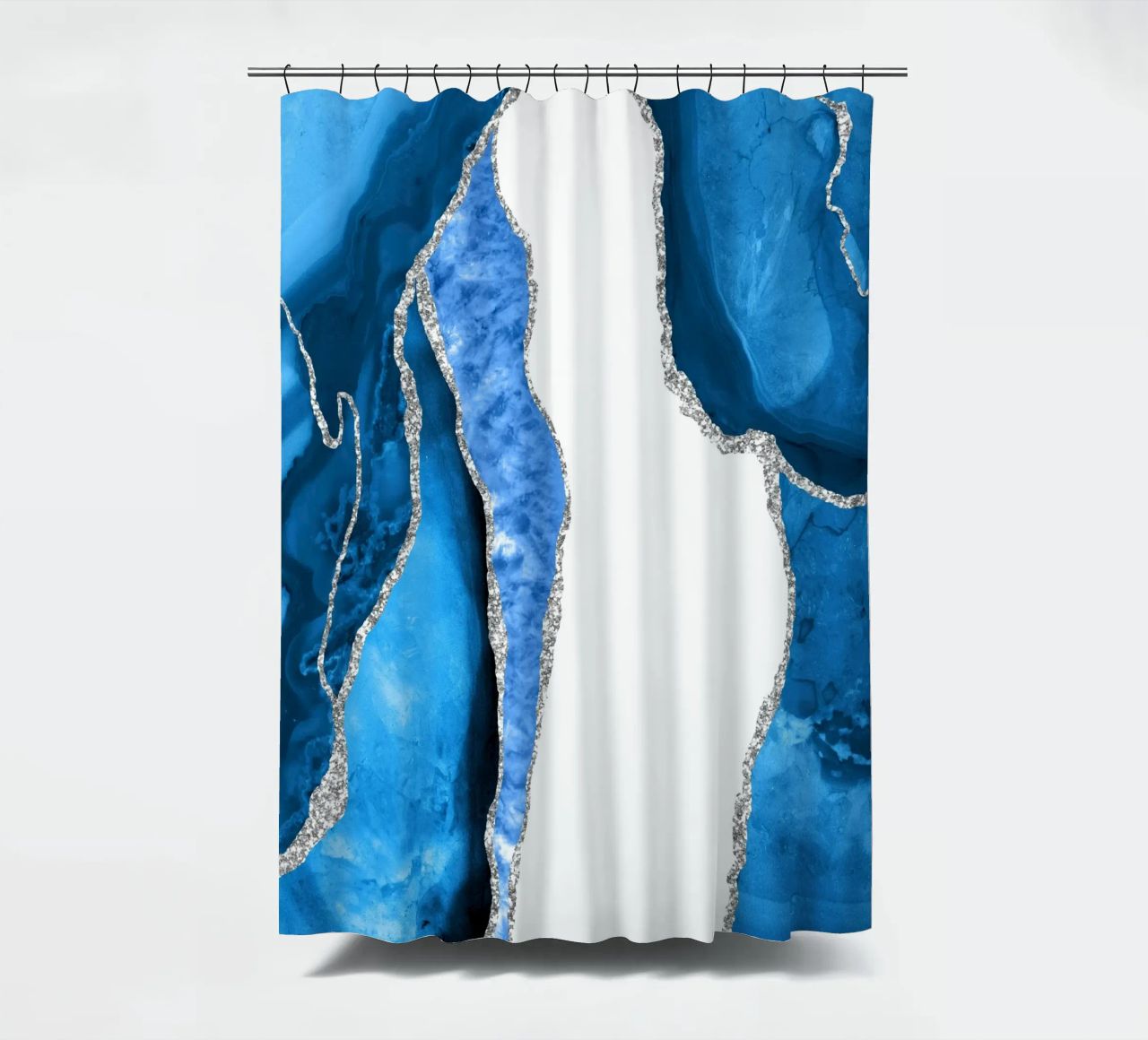 Texture Agata blu reale e argento 07 tenda da doccia da Gemstone Textures