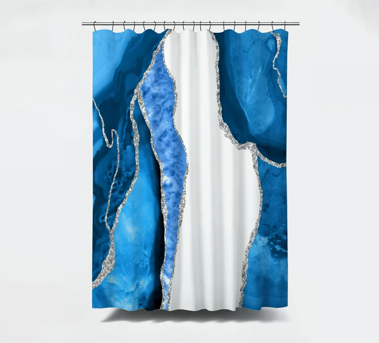 Texture Agata blu reale e argento 07 tenda da doccia da Gemstone Textures