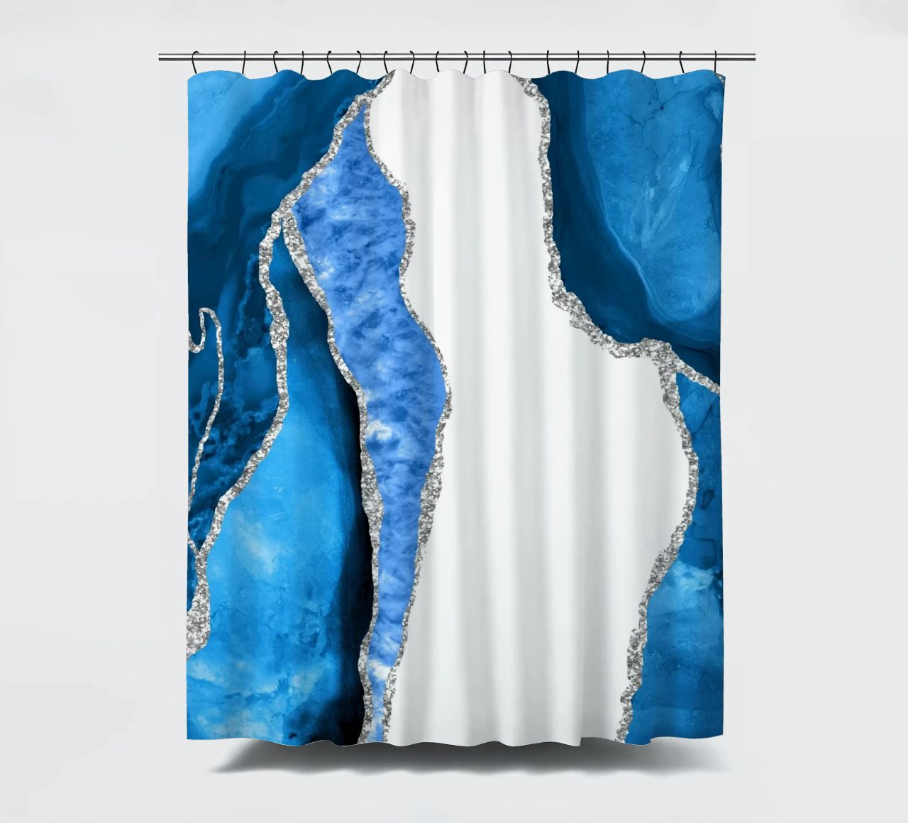 Texture Agata blu reale e argento 07 tenda da doccia da Gemstone Textures