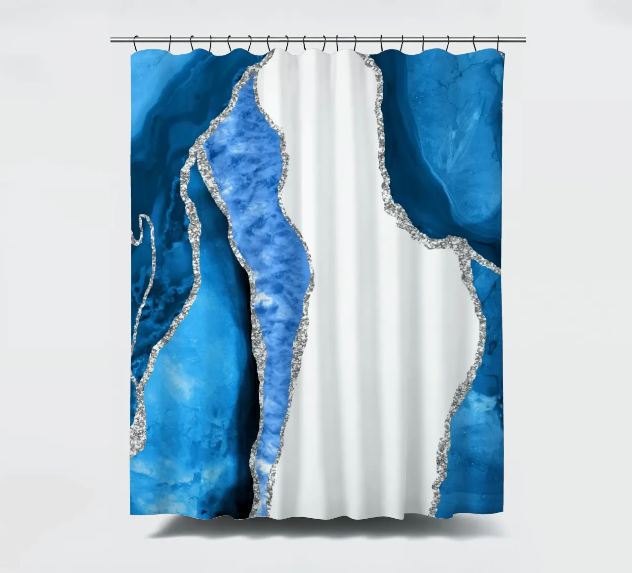Texture Agata blu reale e argento 07 tenda da doccia da Gemstone Textures