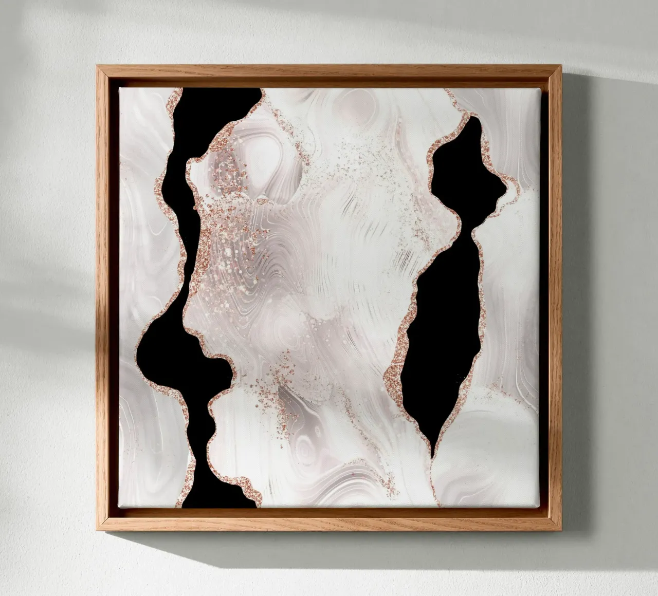 Agata glitterata bianca e oro rosa Texture 01 tela con Cornice a cassetta da Gemstone Textures