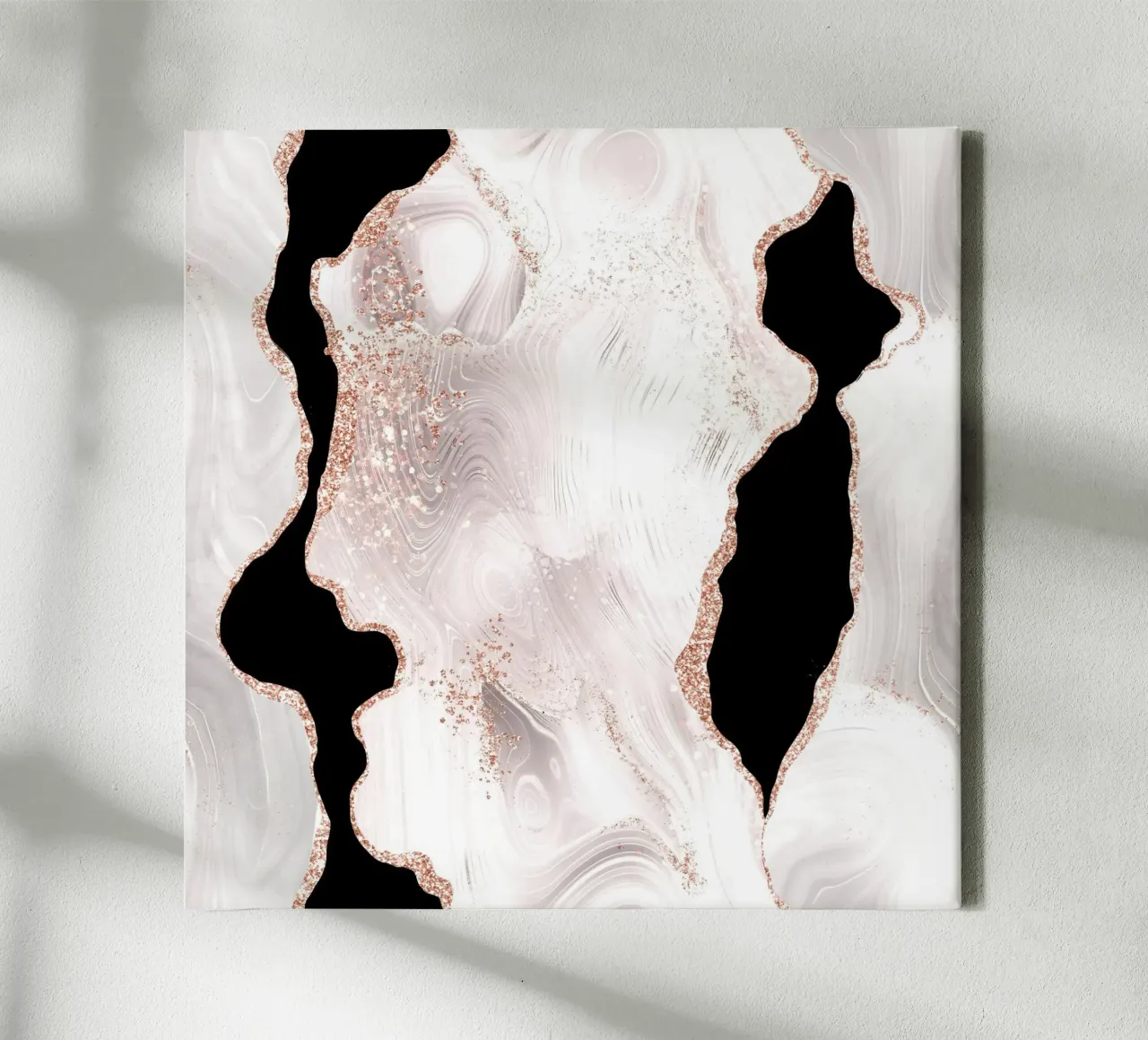 Agata glitterata bianca e oro rosa Texture 01 tela con Cornice a cassetta da Gemstone Textures