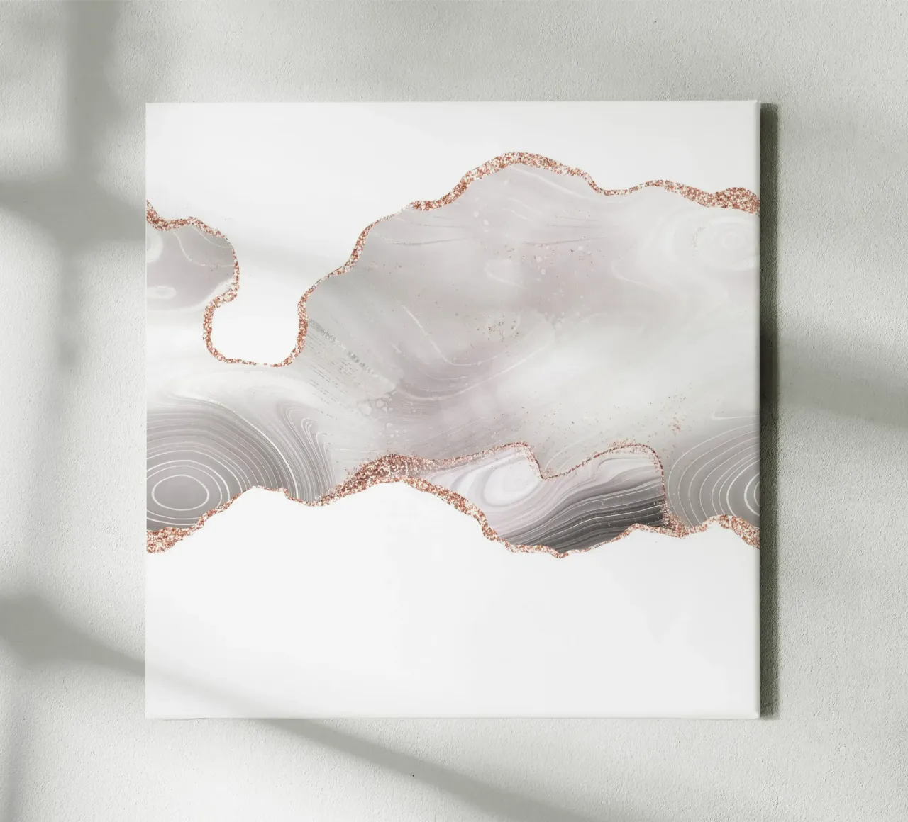 Agata glitterata bianca e oro rosa Texture 06 tela con Cornice a cassetta da Gemstone Textures