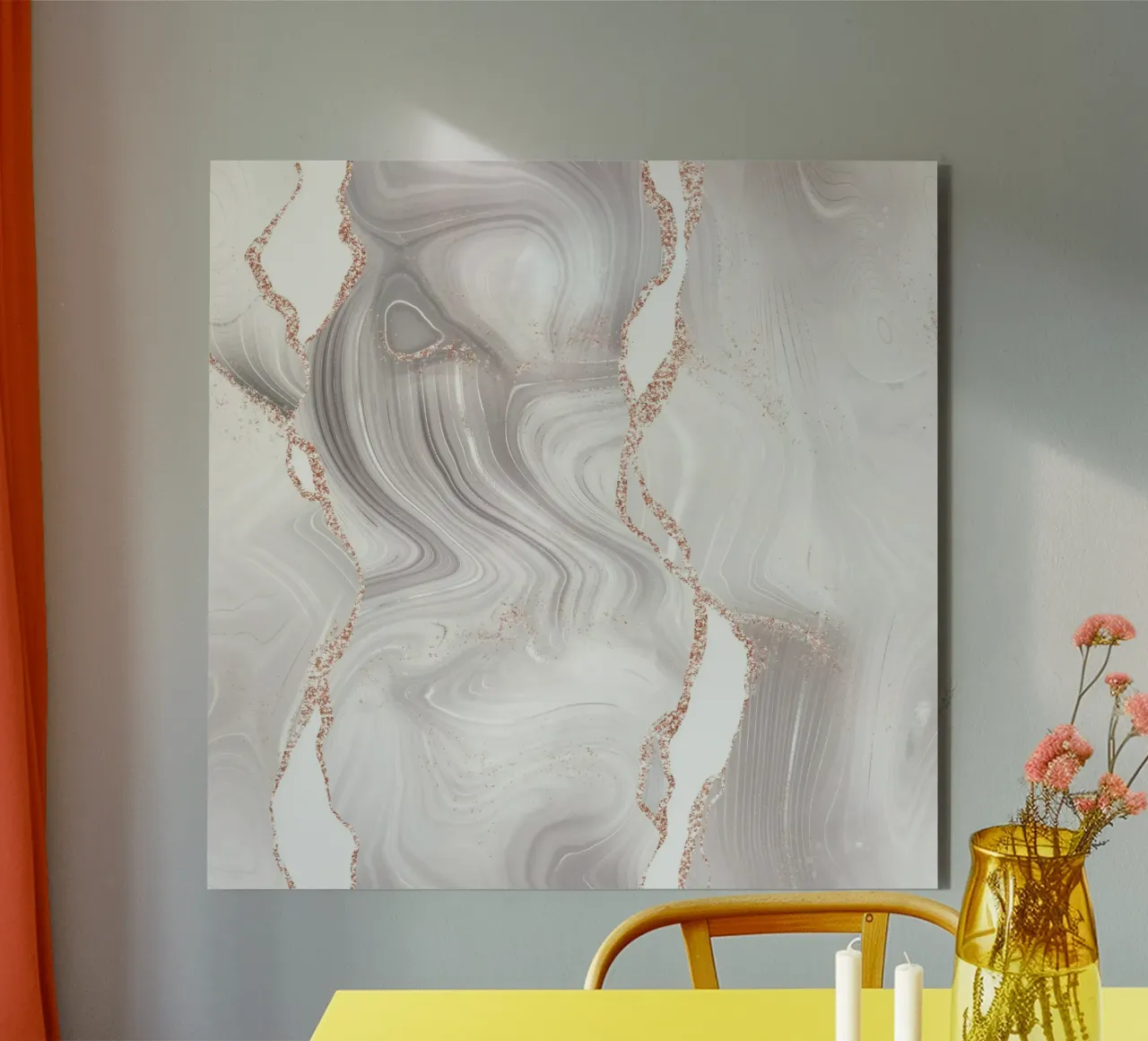 Texture Agata Glitterata Bianco e Oro Rosa 07 alluminio dibond da Gemstone Textures