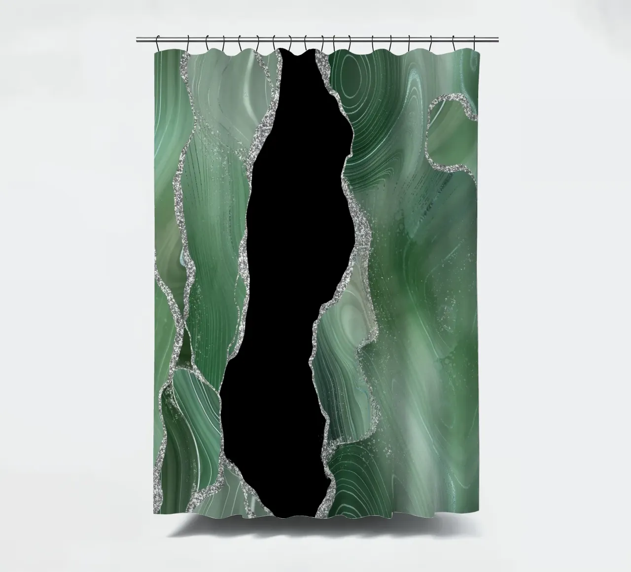 Salbei & Silber Achat Textur 01 Duschvorhang von Gemstone Textures