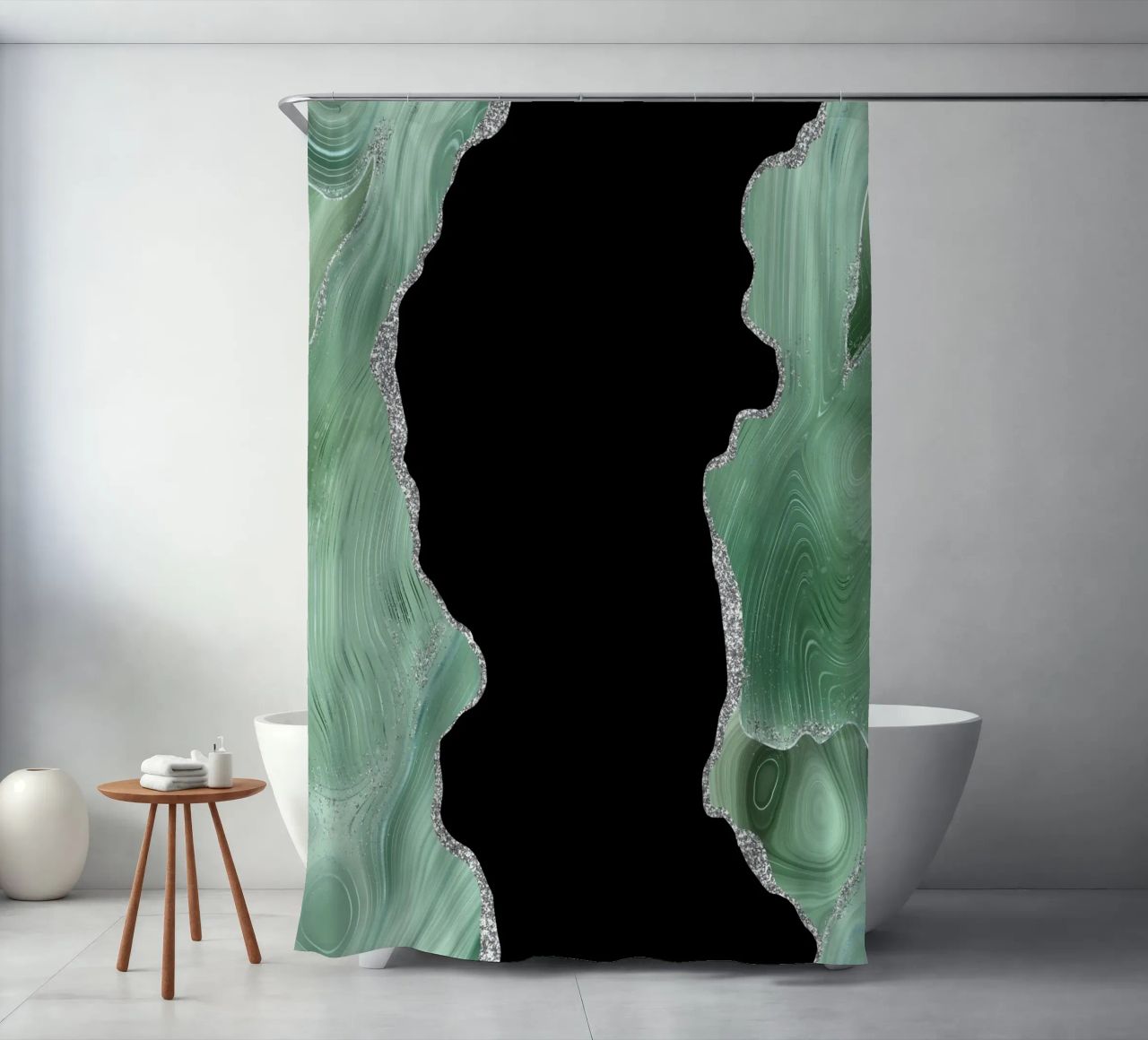 Agata salvia e argento Texture 02 tenda da doccia da Gemstone Textures