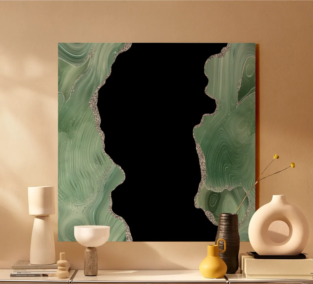 Texture Sage & Agate argentée 02 alu dibond de Gemstone Textures
