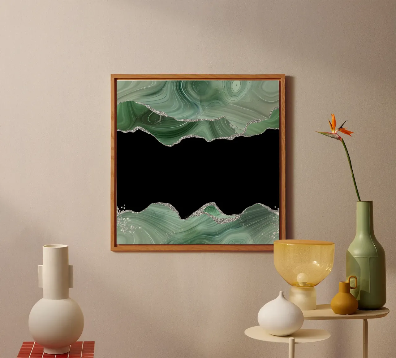 Sage & Silver Agate Texture 03 alu-dibond by Gemstone Textures