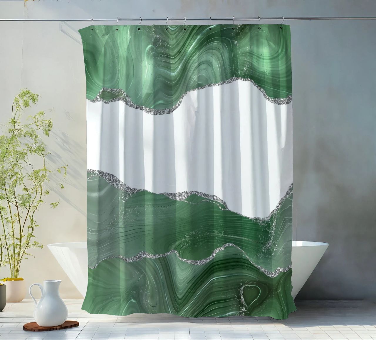 Agata salvia e argento Texture 05 tenda da doccia da Gemstone Textures
