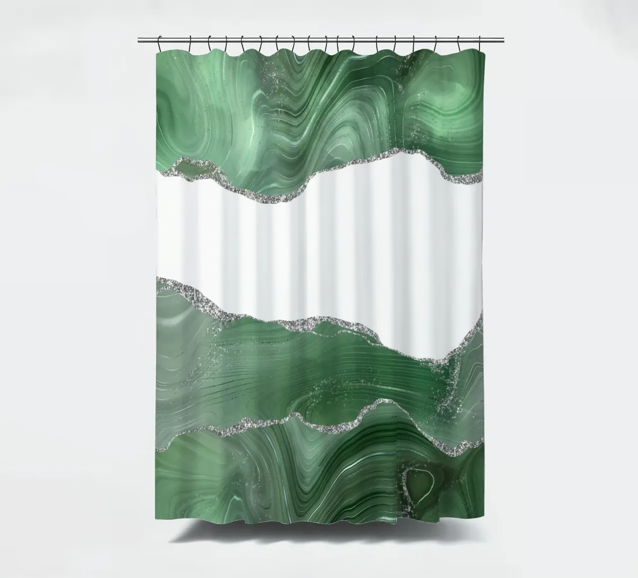 Salbei & Silber Achat Textur 05 Duschvorhang von Gemstone Textures