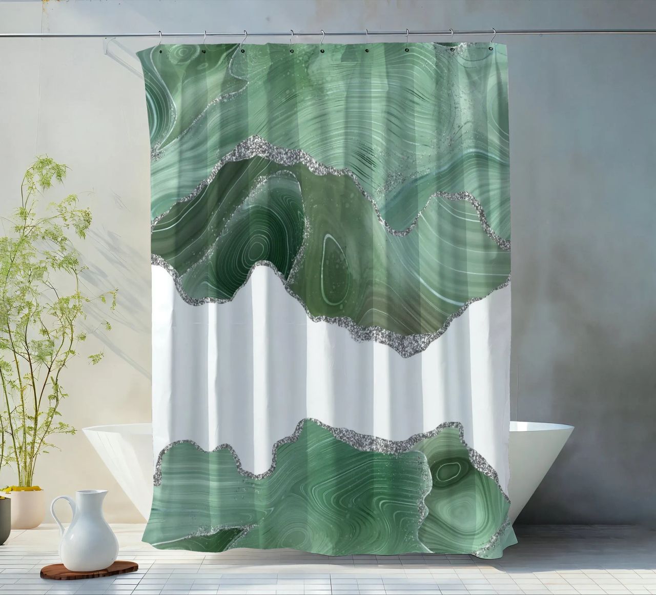 Agata salvia e argento Texture 06 tenda da doccia da Gemstone Textures