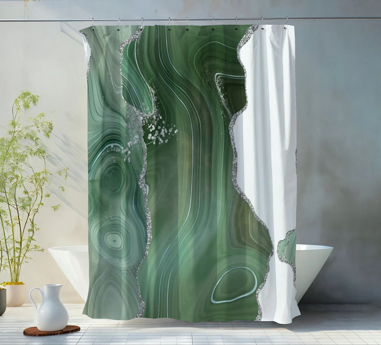 Agata salvia e argento Texture 08 tenda da doccia da Gemstone Textures