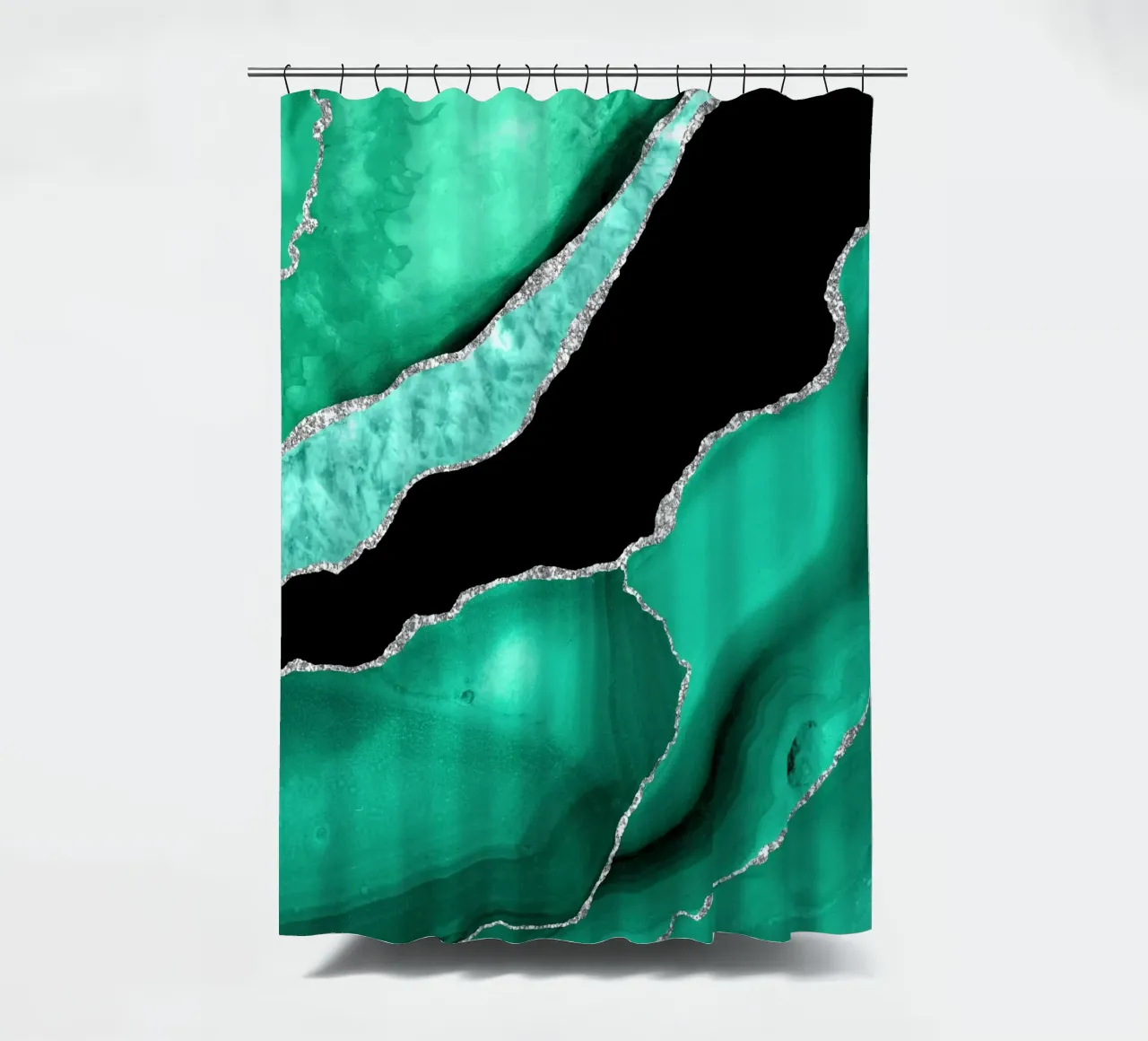 Seafoam & Ágata plateada Textura 01 cortina de baño de Gemstone Textures