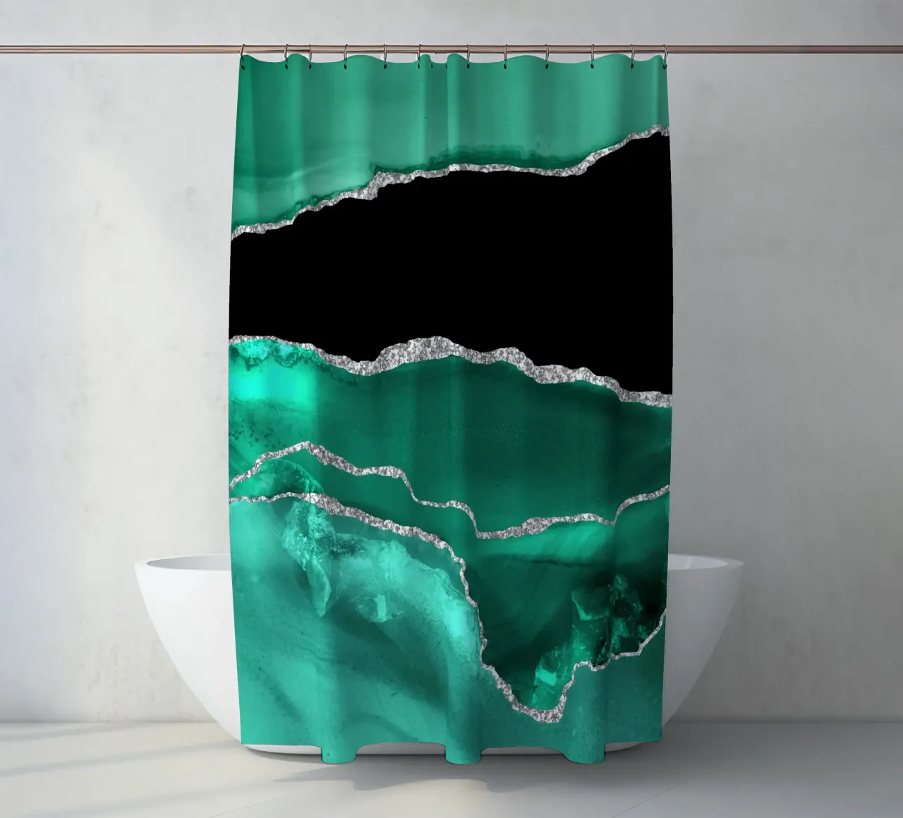 Texture Agata Argento e Verde Mare 03 tenda da doccia da Gemstone Textures