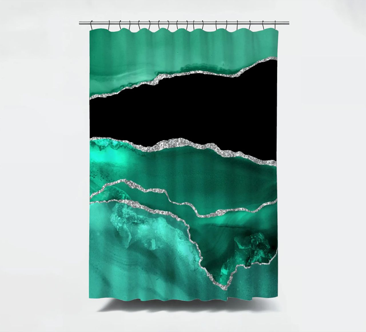 Texture Agata Argento e Verde Mare 03 tenda da doccia da Gemstone Textures