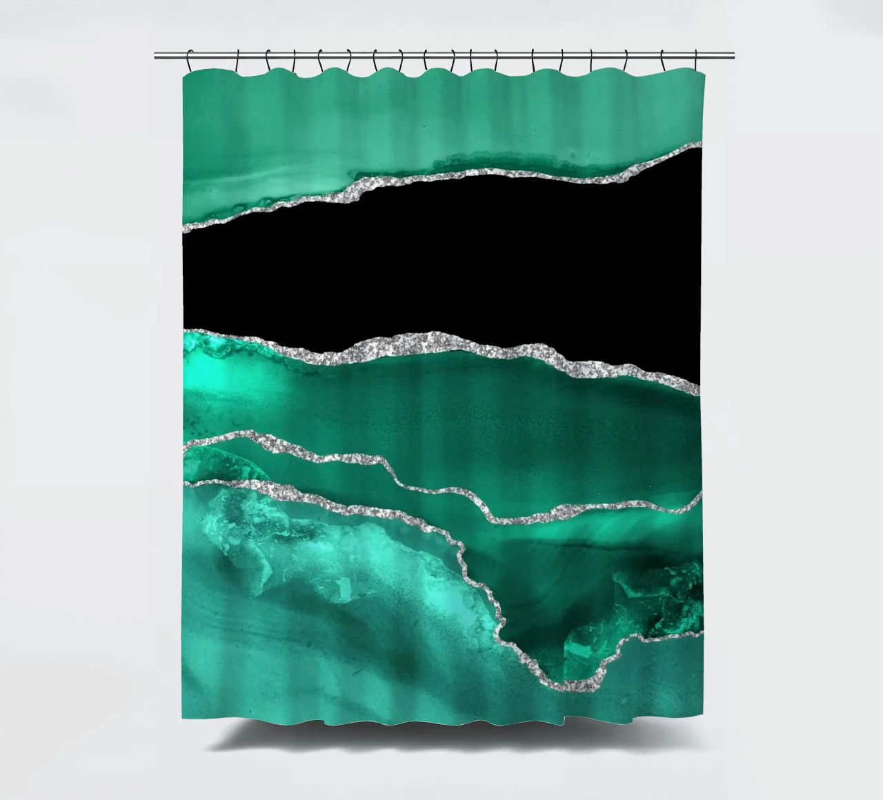 Texture Agata Argento e Verde Mare 03 tenda da doccia da Gemstone Textures