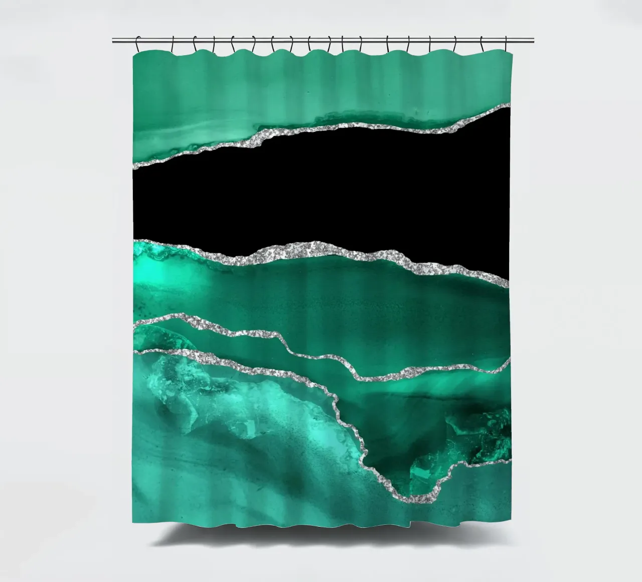 Texture Agata Argento e Verde Mare 03 tenda da doccia da Gemstone Textures