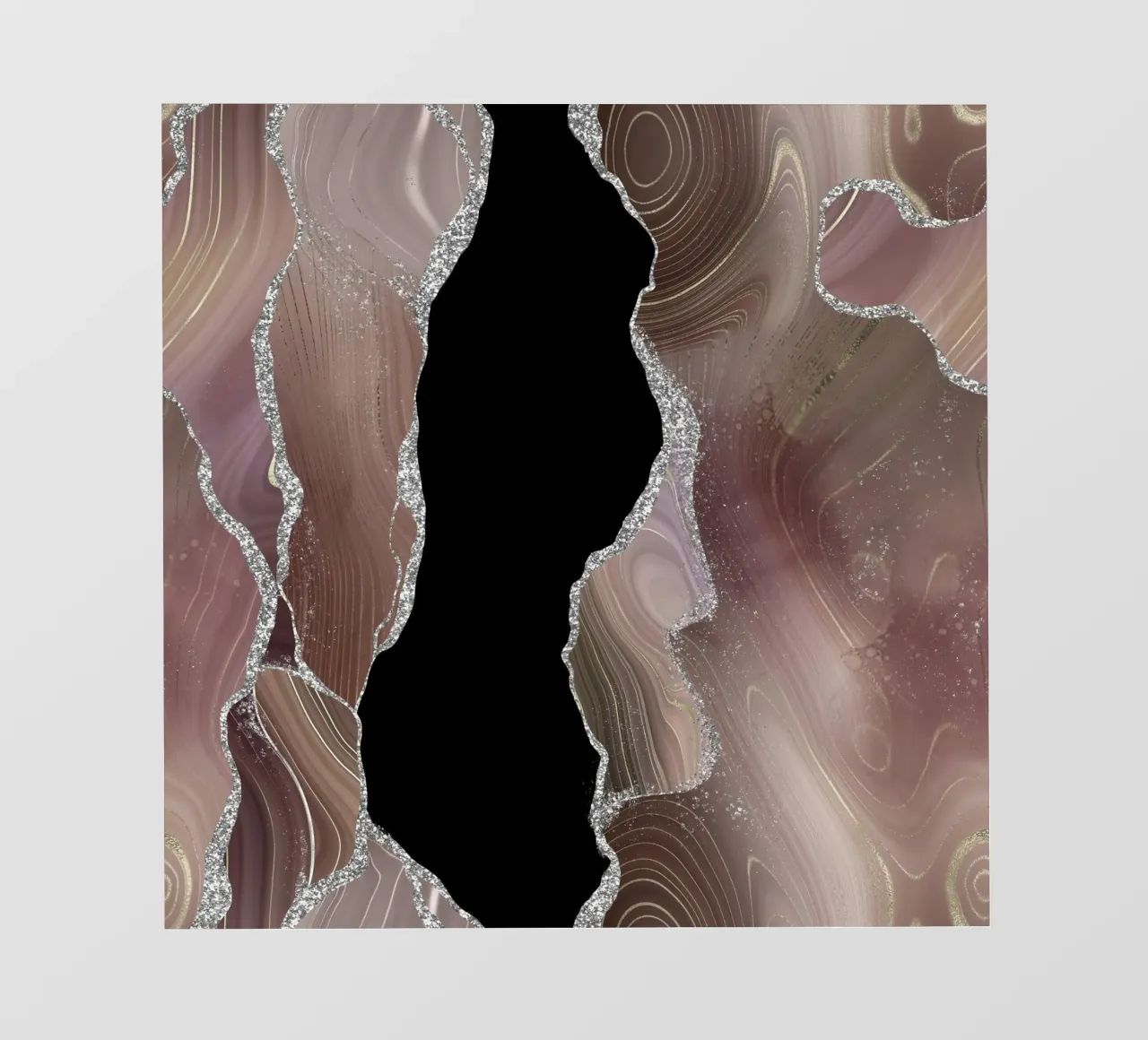 Taupe & Silber Glitzer Achatstruktur 01 PVC Plane von Gemstone Textures