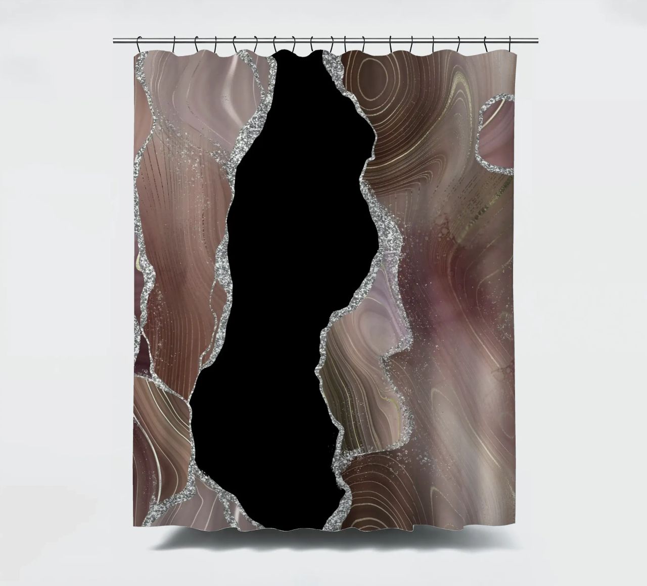 Agata glitterata taupe e argento Texture 01 tenda da doccia da Gemstone Textures