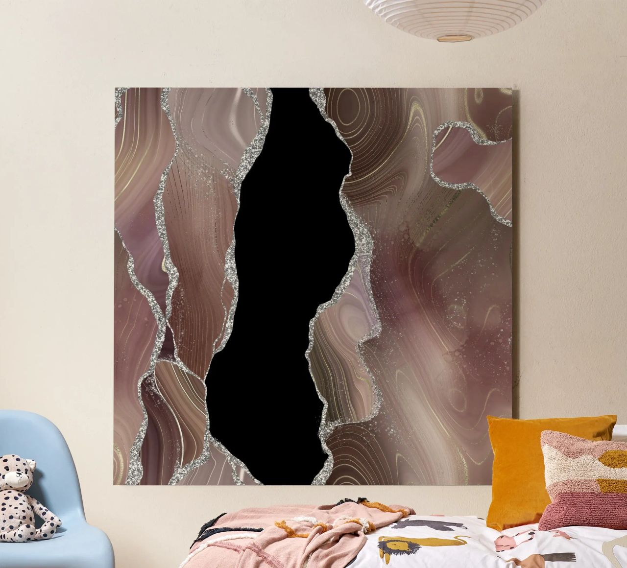 Agata glitterata taupe e argento Texture 01 alluminio dibond da Gemstone Textures
